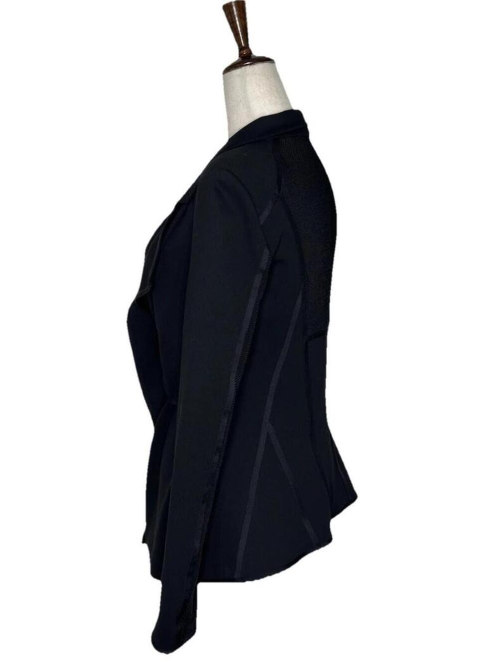 Donna Karan New York Black Draped Structured Blazer Jacket 4 Luxury Mesh Panels - Picture 4 of 9